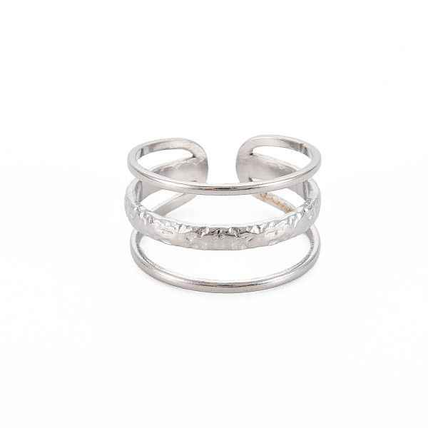 

PandaHall 304 Stainless Steel Triple Line Open Cuff Ring for Women, Stainless Steel Color, US Size 6 3/4(17.1mm) 304 Stainless Steel