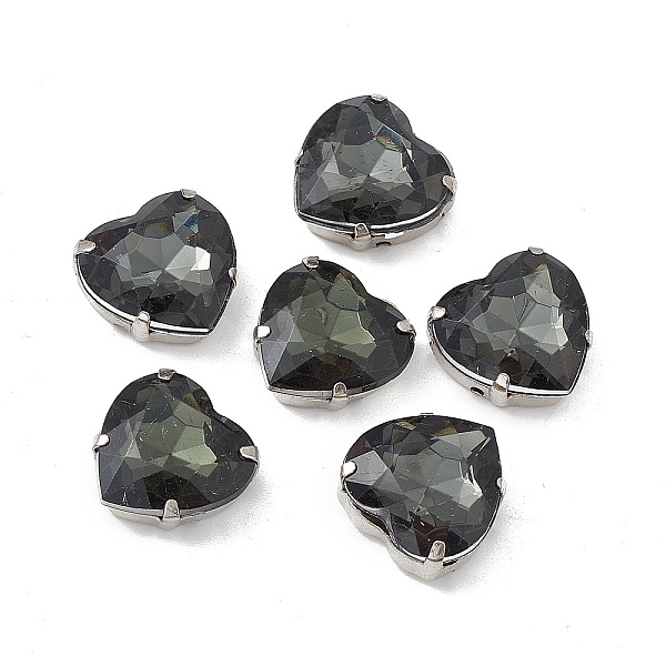 

PandaHall Heart Sew On Rhinestones, Faceted Taiwan Acrylic Rhinestone, Multi-Hole Strand Links, with Platinum Tone Brass Prong Settings..., Black