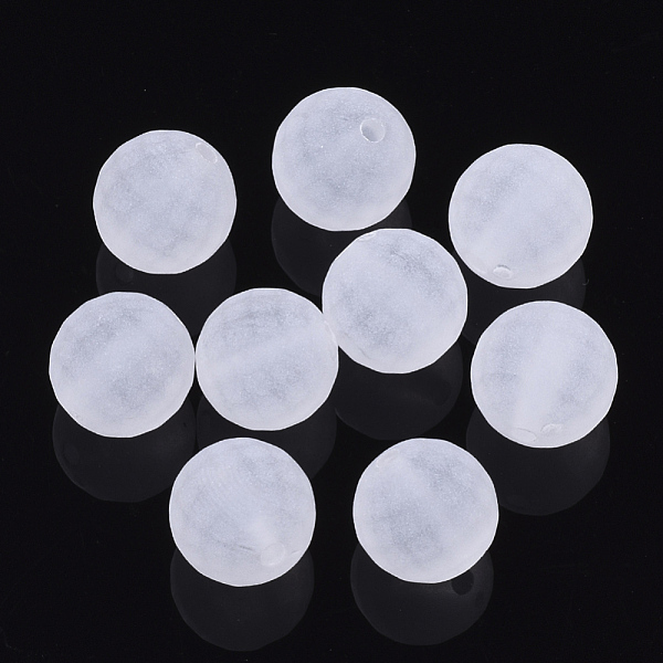 

PandaHall Transparent Frosted Acrylic Beads, Faceted, Round, Clear, 10mm, Hole: 1.6mm, about 621pcs/370g Acrylic Round Clear