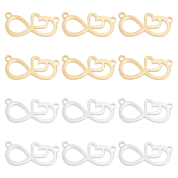 

PandaHall UNICRAFTALE 12pcs 2 Colors Love in Infinity Link Charm 201 Stainless Steel Linking Pendants Hollow Frames Connectors Jewelry Links...