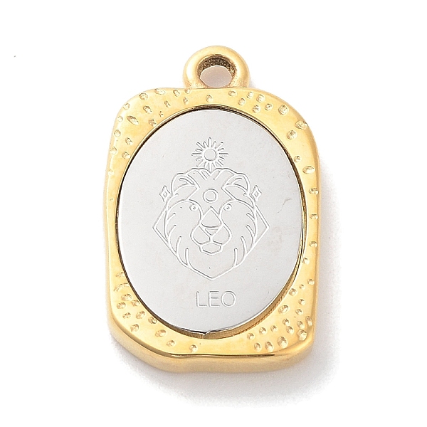 

PandaHall 304 Stainless Steel Pendants, Rectangle with Twelve Constellations Charm, Golden & Stainless Steel Color, Leo, 23x14.5x3mm, Hole...