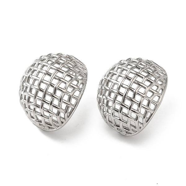 

PandaHall Rack Plating Brass Hollow Dome Stud Earrings for Women, Lead Free & Cadmium Free, Long-Lasting Plated, Platinum, 24x21mm Brass