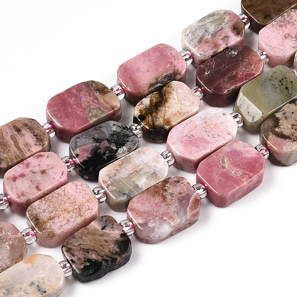 

PandaHall Natural Rhodonite Beads Strands, with Seed Beads, Rectangle, 10~14x8~9.5x4~5.5mm, Hole: 0.9mm, seed beads: 3x3x2, hole: 0.8mm..., Pink
