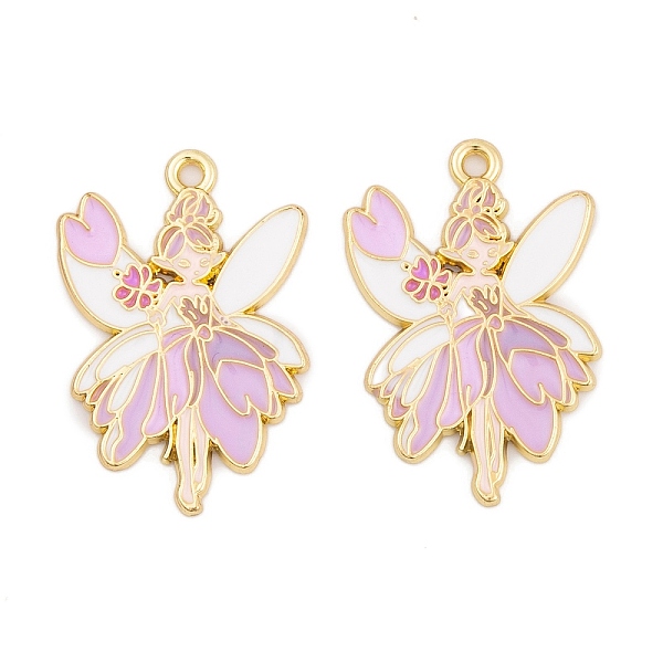 

PandaHall Rack Plating Alloy Enamel Pendants, Golden, Angel Charm, Lilac, 30.5x21x1.5mm, Hole: 1.8mm Alloy+Enamel Angel & Fairy Purple