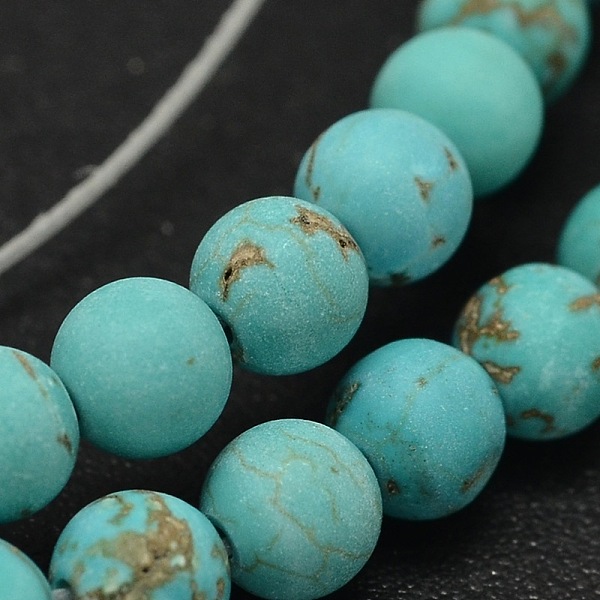 

PandaHall Frosted Round Natural Magnesite Beads Strands, Dyed & Heated, Turquoise, 6mm, Hole: 1mm, 6mm in diameter, hole: 1mm, about..., Green