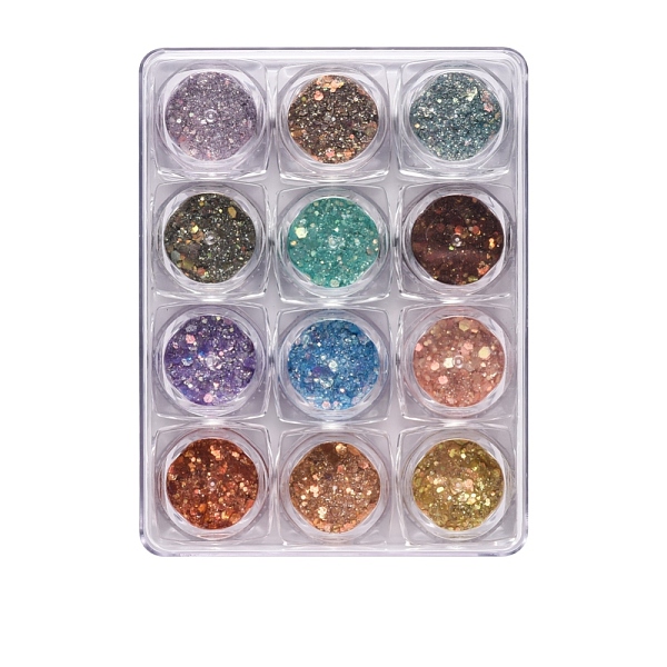 

PandaHall Shining Nail Art Glitter, Manicure Sequins and Shining Powder, DIY Sparkly Paillette Tips Nail, Mixed Color, 1~3x1~3mm, 12box/set..., Multicolor