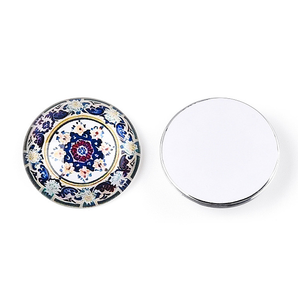 

PandaHall Glass Cabochons, Half Round with Kaleidoscope Pattern, Colorful, 25x7.5mm Glass Half Round Multicolor