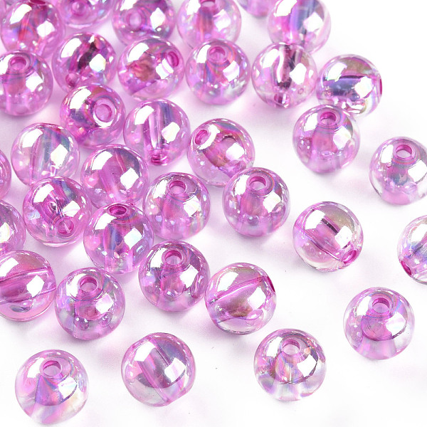 

PandaHall Transparent Acrylic Beads, AB Color Plated, Round, Violet, 10x9mm, Hole: 2mm, about 940pcs/500g Acrylic Round Purple