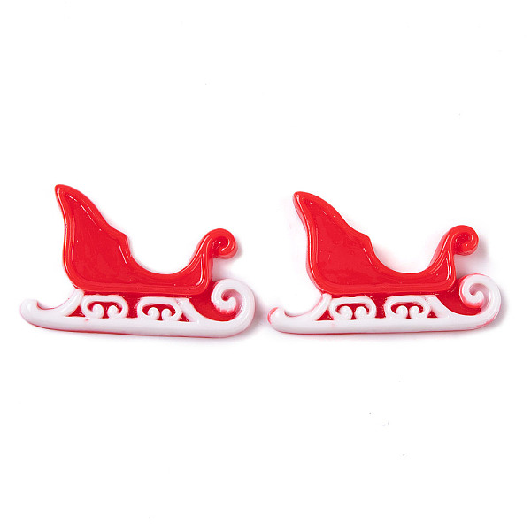 

PandaHall Christmas Decorations Theme Opaque Resin Decoden Cabochons, Sleigh, 22x36x4mm Resin Sleigh Red
