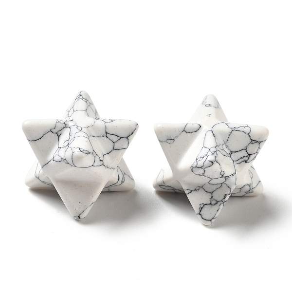 

PandaHall Synthetic Howlite Beads, No Hole/Undrilled, Merkaba Star, 14.5~15x14.5~15x14.5~15mm Howlite Star