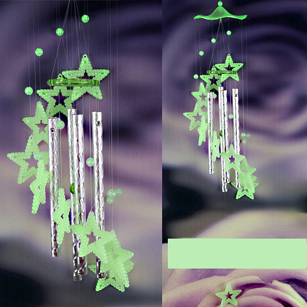 PandaHall Luminous Wind Chimes, Acrylic Pendant Hanging Ornament, Glow in the Dark, for Home Door and Window Decorations, Star, 800mm...