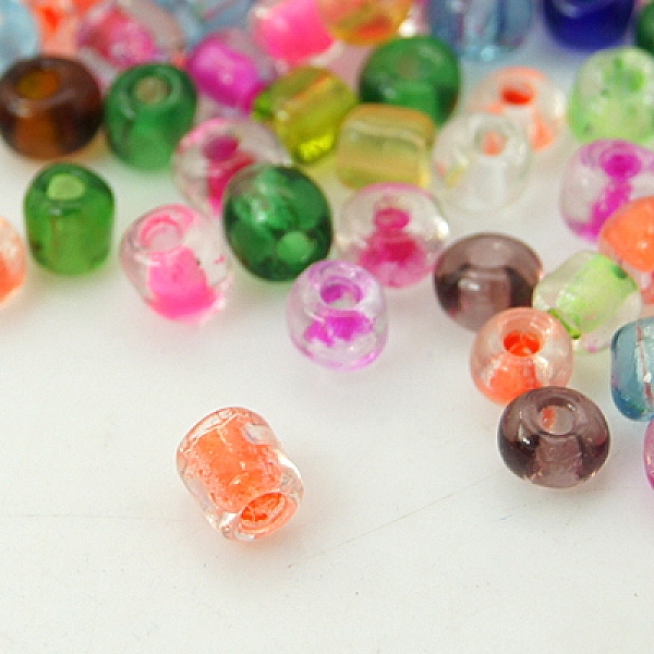 

PandaHall Glass Seed Beads, Inside Colours, Mixed Color, about 4mm in diameter, hole: 1mm, about 4500pcs/pound Glass Multicolor