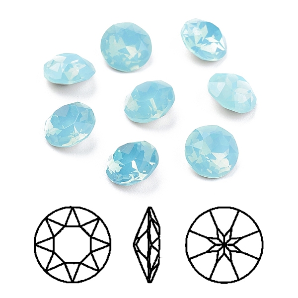 

PandaHall Pointed Back & Back Plated K9 Glass Rhinestone Cabochons, Grade A, Faceted, Flat Round, Aqua Opal, 10x5mm Glass Rhinestone Flat..., Cyan