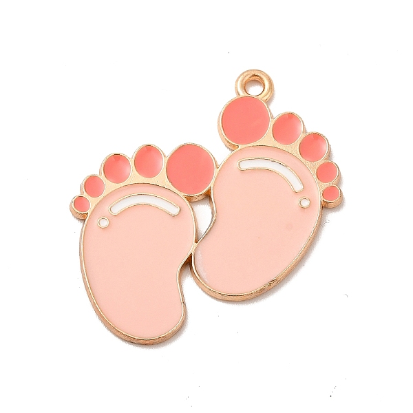 

PandaHall Alloy Enamel Pendants, Footprint Charm, Light Gold, PeachPuff, 33x30x1mm, Hole: 2mm Alloy+Enamel Footprint Brown