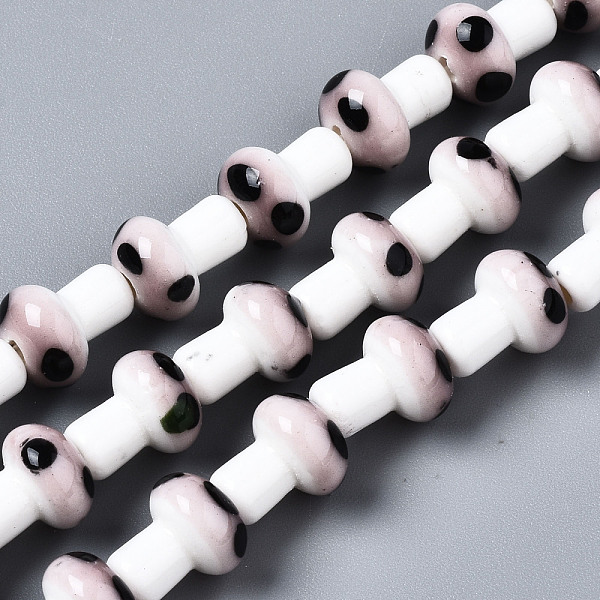 

PandaHall Handmade Porcelain Ceramic Beads Strands, Mushroom, Rosy Brown, 12x10mm, Hole: 1.5mm, about 25pcs/strand, 11.81 inch(30cm)...