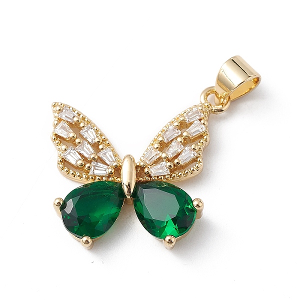 

PandaHall Rack Plating Brass Micro Pave Clear Cubic Zirconia Pendants, with Glass, Lead Free & Cadmium Free, Long-Lasting Plated, Real 18K..., Green