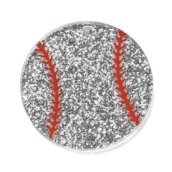 

PandaHall Transparent Resin Pendants, Sport Ball Charms with Glitter Powder, Baseball, 34.8x2.2mm, Hole: 1.6mm Resin Baseball Silver