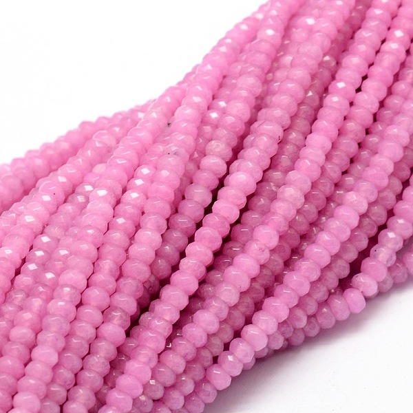 

PandaHall Dyed Natural Malaysia Jade Rondelle Beads Strands, Faceted, Hot Pink, 4x2~3mm, Hole: 1mm, about 115pcs/strand, 14 inch Malaysia...