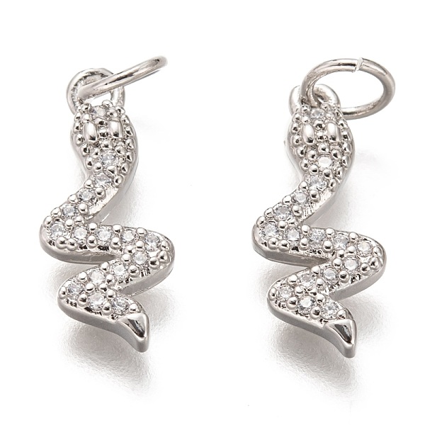 

PandaHall Brass Micro Pave Clear Cubic Zirconia Pendants, Long-Lasting Plated, with Jump Ring, Snake, Platinum, 15.5x6.5x2mm, Jump Ring...