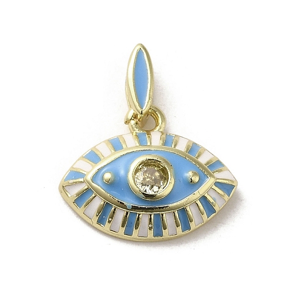 

PandaHall Brass Enamel Charms, with Glass, Real 18K Gold Plated, Eye Charm, White, 11.5x15x3.8mm, Hole: 4.5x1.5mm Brass+Enamel Eye White