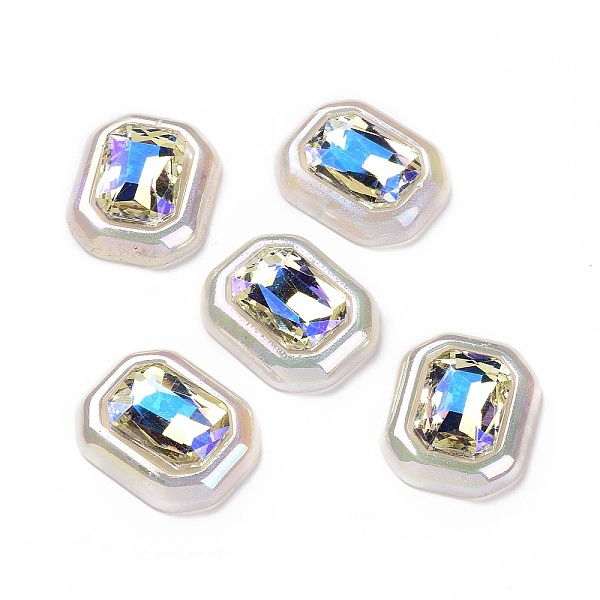 

PandaHall Rainbow Iridescent Plating Acrylic Cabochons, Glitter Cabochons, Rectangle, White, 28x22.5x8mm Acrylic Rectangle White