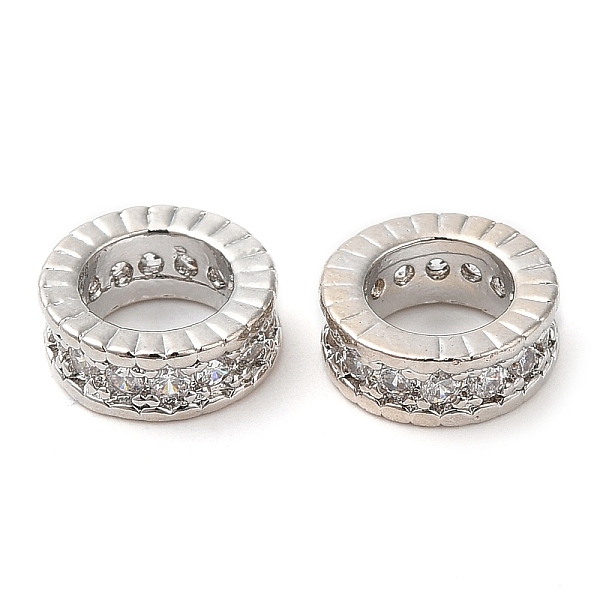 

PandaHall Rack Plating Brass Micro Pave Cubic Zirconia Beads, Long-Lasting Plated, Lead Free & Cadmium Free, Column, Platinum, 8x3mm, Hole..., Clear