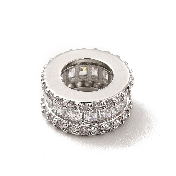

PandaHall Rack Plating Brass Cubic Zirconia European Beads, Large Hole Beads, Cadmium Free & Lead Free, Long-Lasting Plated, Column..., Clear