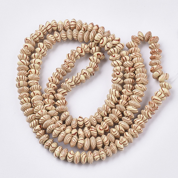 

PandaHall Dyed Natural Wooden Beads Strands, with Wavy Pattern, Lead Free, Rondelle, Navajo White, 9.5~10.5x5mm, Hole: 2mm, about..., Orange