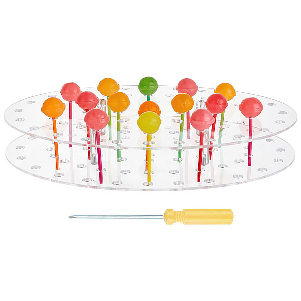 

PandaHall FINGERINSPIRE Cake Pop Stand Display with Screwdrivers 64 Hole Clear Acrylic Lollipop Holders Display Risers Oval Lollipop Stand...