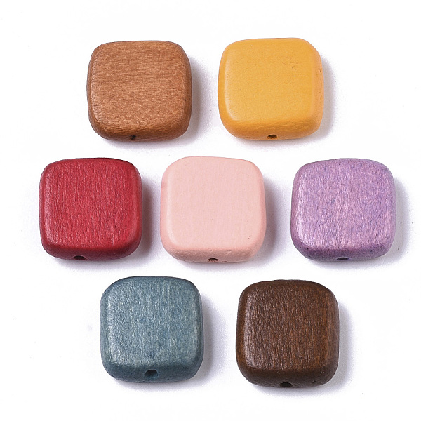 

PandaHall Painted Natural Wood Beads, Square, Mixed Color, 16x15x5.5mm, Hole: 1.5mm Schima Wood Square Multicolor