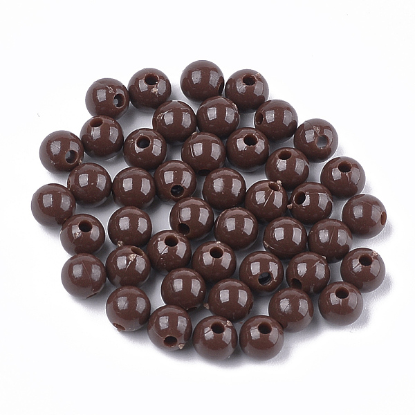 

PandaHall Opaque Plastic Beads, Round, Coconut Brown, 6x5.5mm, Hole: 1.8mm, about 4790pcs/500g Plastic Round Brown