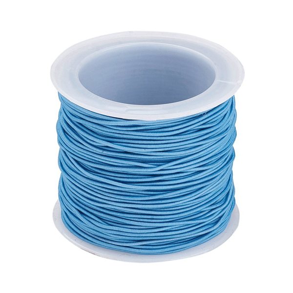 

PandaHall Elastic Cord, Light Sky Blue, 1mm, about 21m/roll Elastic Fibre Round Blue