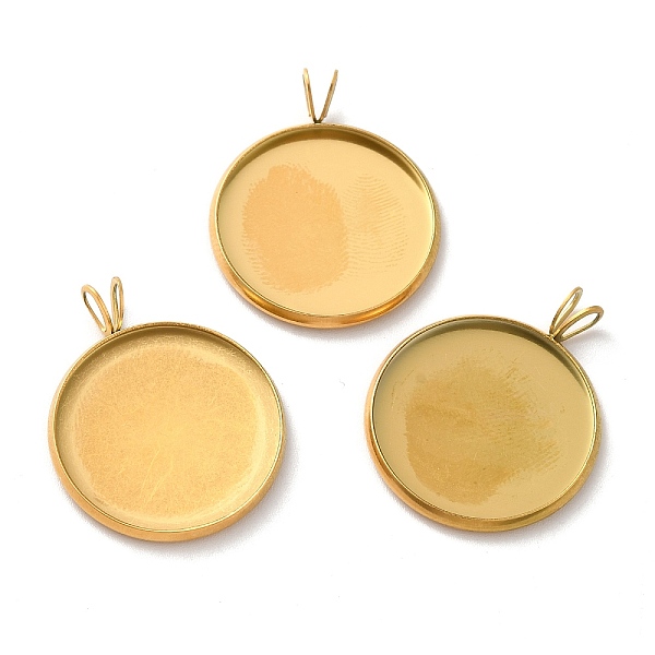 

PandaHall Ion Plating(IP) 304 Stainless Steel Pendant Cabochon Settings, Plain Edge Bezel Cups, Flat Round, Golden, Tray: 20mm, 27x22x2mm...
