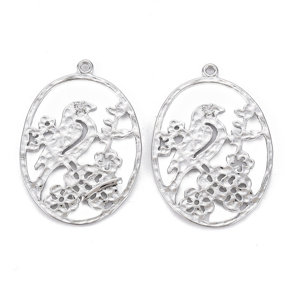 

PandaHall Brass Micro Pave Clear Cubic Zirconia Pendants, Nickel Free, Oval with Bird, Real Platinum Plated, 31x21x1.5mm, Hole: 1.4mm...