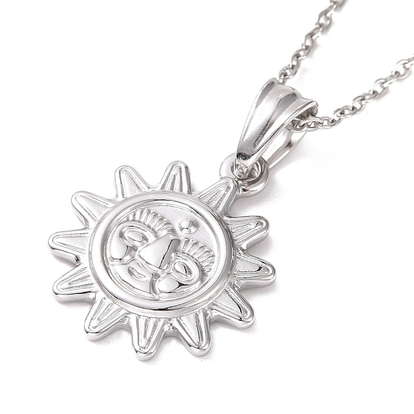 

PandaHall 304 Stainless Steel Smiling Face Sun Pendant Necklace for Women, Stainless Steel Color, 19.69 inch(50cm) 304 Stainless Steel...