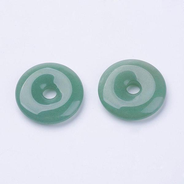 

PandaHall Natural Green Aventurine Pendants, Donut/Pi Disc, Donut Width: 11~12mm, 28~30x5~6mm, Hole: 6mm Aventurine Donut Green