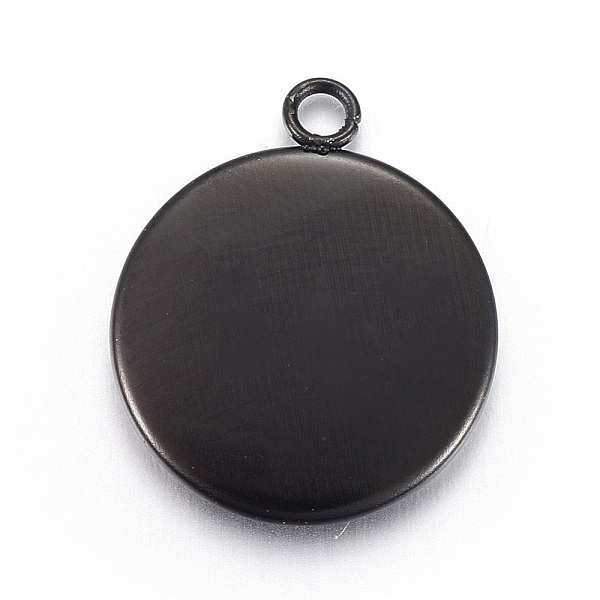 

PandaHall Stainless Steel Pendant Cabochon Settings, Flat Round, Electrophoresis Black, Tray: 12mm, 16x14x2mm, Hole: 1.6mm Stainless Steel...