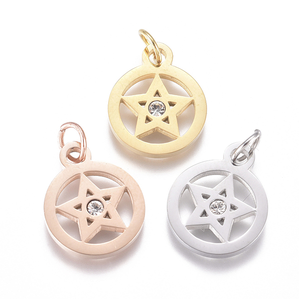 

PandaHall 316 Surgical Stainless Steel Charms, with Micro Pave Cubic Zirconia and Jump Ring, Long-Lasting Plated, Pentacle, Clear, Mixed...
