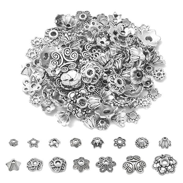 

PandaHall 30G Tibetan Style Alloy Flower Bead Caps Sets, Cadmium Free & Lead Free, Antique Silver, 6x2mm, Hole: 1mm Alloy