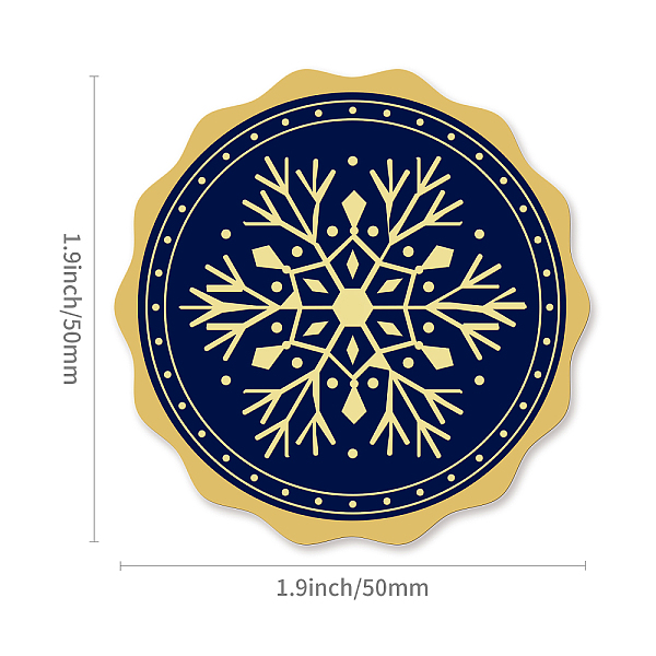 

PandaHall Self Adhesive Gold Foil Embossed Stickers, Medal Decoration Sticker, Flat Round, Snowflake Pattern, 5x5cm Metal Snowflake