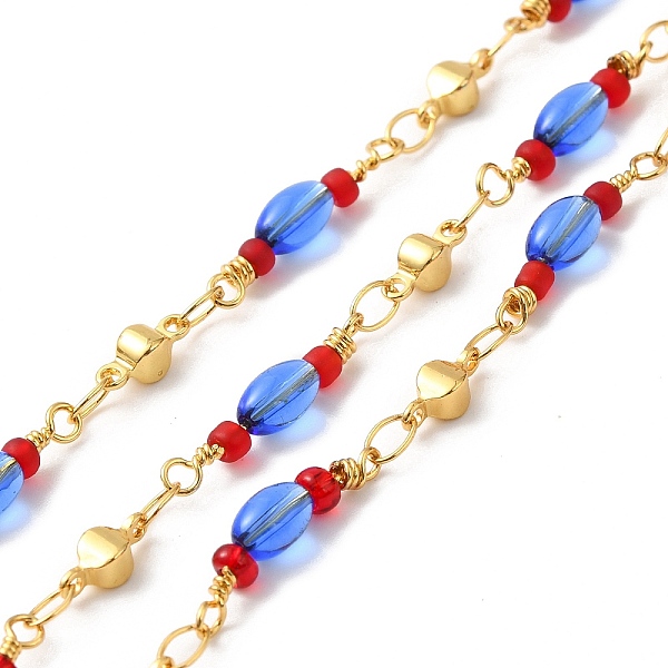 

PandaHall Handmade Oval Glass Beaded Chains, Real 18K Gold Plated Brass Link Chains, Soldered, with Spool, Cadmium Free & Lead Free, Royal...
