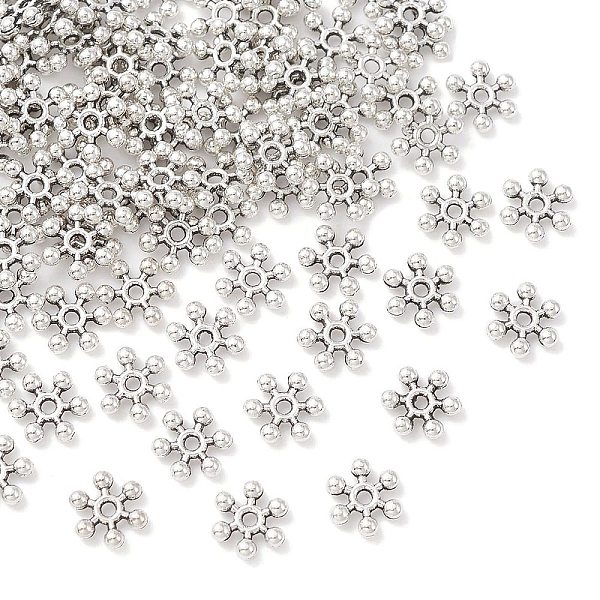 

PandaHall Tibetan Style Zinc Alloy Beads Spacers, Cadmium Free & Lead Free, with One Hole, Snowflake, Antique Silver, 8.5x2.5mm, Hole: 1.5mm...