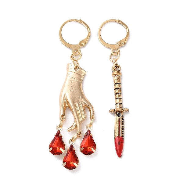 

PandaHall Alloy With Rhinestone Earrings Sets, Hand & Dagger, Light Gold, 60~65x8~14mm Alloy Mixed Shapes