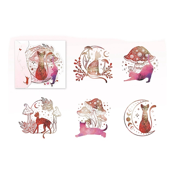 

PandaHall 5Pcs 5 Styles Bling Bling PET Waterproof Forest Cat Decorative Stickers, Self-adhesive Decals, for DIY Scrapbooking, Deep Pink...