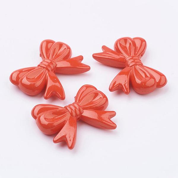 

PandaHall Opaque Acrylic Beads, Bowknot, Red, Size: about 36mm long, 46mm wide, 9mm thick, hole: 1mm, about 65pcs/500g Acrylic Bowknot Red