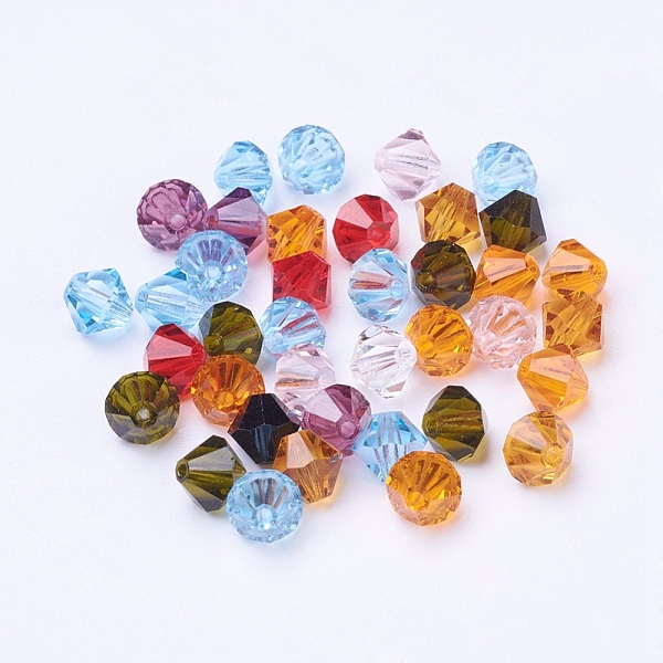 czech glass beads, faceted, bicone, mixed color, about 6mm long, 6mm wide, hole: 1mm, about 144pcs/gross