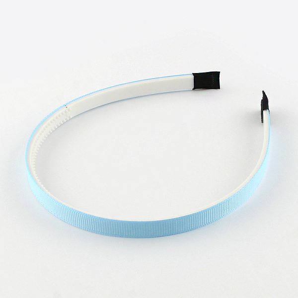 

PandaHall Plain Headwear Hair Accessories Plastic Hair Band Findings, with Teeth, with Grosgrain Ribbon, Light Sky Blue, 110~114x9~9.5mm...