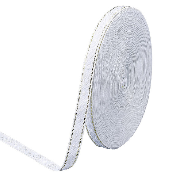 

PandaHall Polyester Rhombus Jacquard Ribbons, Clothes Accessories, White, 1/2 inch(12mm) Polyester Rhombus White