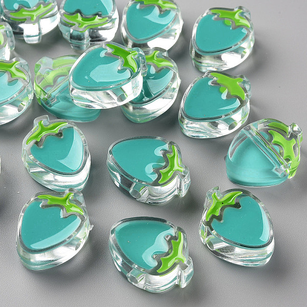 

PandaHall Transparent Enamel Acrylic Beads, Strawberry, Dark Turquoise, 25.5x19x9mm, Hole: 3.5mm Acrylic Fruit