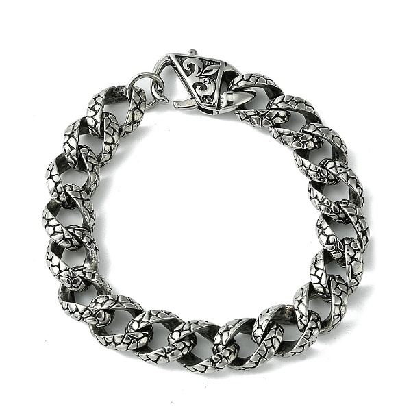 

PandaHall 304 Stainless Steel Snake Skin Twisted Chain Bracelets for Women Men, Antique Silver, 8-5/8 inch(22cm) 304 Stainless Steel